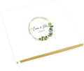 Andaz Press Personalized Wedding Guestbook with Gold Accents, Round Gold Frame with Eucalyptus Stem White Guest Sign In Guest Registry 120 Pages 8.5 X 8.5 Memories Book for DIY, Scrapbook, Photo Album by AndazPress