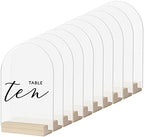 20 Pack Frosted Acrylic Arch Sign with Wood Stand- 5x7 Inch Blank Arch Acrylic Sheets with 4 Inch Wood Base, DIY Frosted Arch Sign Blank for Wedding Table Numbers by JINMURY