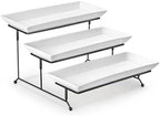 MALACASA 3 Tier Serving Trays, White Porcelain Serving Platters, 14 Inch by MALACASA