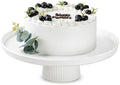 13 Inch Ceramic Cake Stand with Pedestal - White Round Cake Plate for Dessert Table Display, Elevated Cupcake Stand for Wedding, Birthday, Baby Shower, Tea Party, Holiday Entertaining by Unknown