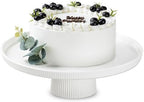 13 Inch Ceramic Cake Stand with Pedestal - White Round Cake Plate for Dessert Table Display, Elevated Cupcake Stand for Wedding, Birthday, Baby Shower, Tea Party, Holiday Entertaining by Unknown