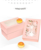 qiqee Pink Auto-pop up 6 Cupcake Boxes with Window 30 Packs Cupcake Box 9.4"x6.1"x3.3" Bakery Boxes For Cupcakes Carrier, Cupcake Containers - Image 3