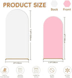 White Pink Arch Backdrop Cover Set of 2 (6FT/7.2FT) Arch Cover Spandex Wedding Arch Stand Covers for Baby Shower Bridal Shower Party Photo Birthday Spandex Baby Balloon Arch Covers Stretchy Backdrop - Image 2