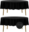 Fokitut 2 Pack Waterproof Round Tablecloth, 90 Inch, Stain Resistant and Wrinkle Polyester Table Cloth, Fabric Table Cover for Kitchen Dining, Wedding, Party, Holiday Dinner-Black by BalsaCircle