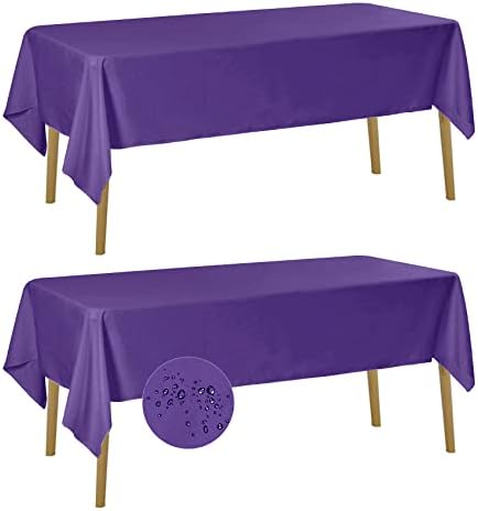Fokitut 2 Pack Waterproof Rectangle Tablecloth, 60x120 Inch,Stain Resistant and Wrinkle Polyester Table Cloth, Fabric Table Cover for Kitchen Dining, Wedding, Party, Holiday Dinner-Purple by BalsaCircle