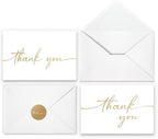 Thank You Cards with Envelopes & Stickers, Matte Gold Foil Cards Bulk Pack of 100, 4x6 Inch Minimalistic Design, Suitable for Business, Wedding, Small Business, Graduation, Bridal Shower, Funeral by PaperPlayDesign
