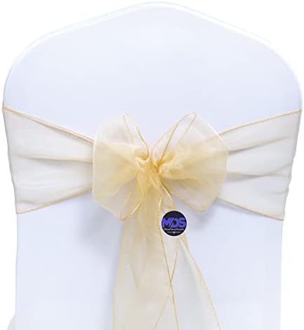 MDS Pack of 100 Organza Chair Sashes for Wedding & Event Décor – Beige - Image 2