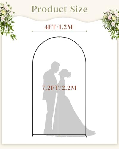 Wedding Arch, Metal Arch Backdrop Stand, Garden Arch, Black, 7.2FT - Image 2