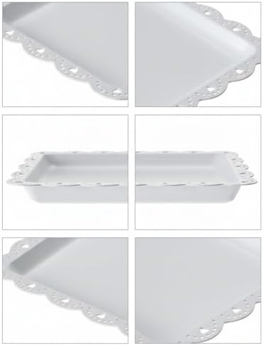 Plastic Serving Tray, 24 Pack Catering Trays Square Serving Platters Fast Food Trays, Reusable Plastic Tray For Party Anniversary Wedding Christmas Baby Shower (White) - Image 3