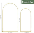 Wedding Arch Backdrop Stand Set of 2, Gold Metal, 7.3FT & 6FT - Image 2