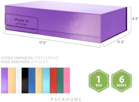 PACKHOME Extra Large Purple Gift Box 17.5x11.3x4.3in with Magnetic Lid - Image 2