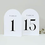 White Arch Table Numbers for Wedding, 15 Pack 5"x7" White Arch Acrylic Table Numbers 1-15 with stand, Perfect for Wedding Event Reception by JINMURY