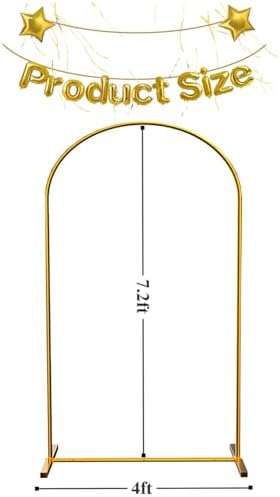 LANGXUN Gold Metal Arch Backdrop Stand Set, 7.2ft / 6.6ft / 6ft Balloon Arch Frame for Wedding Birthday Party Baby Shower Graduation Anniversary Decoration, Thickened Steel Tube (7.2ft 1 pc) - Image 2