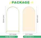 Metal Arch Backdrop Stand and Cover Set, 6.6FT Beige Reusable Spandex Fitted Backdrop Cover and Gold Wedding Arch Frame for Baby Shower, Birthday, Parties Decoration. - Image 2