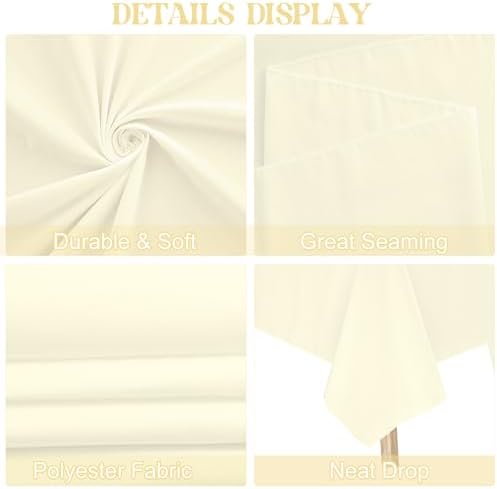 4 Pack Rectangle Tablecloth for 6 Foot Tables Washable Polyester Table Cover for Wedding Dining Table Parties Banquet（60x102 Beige） - Image 4