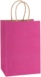 BagDream Small Gift Bags with Handles 5.25x3x8 Inch Pink 100 Pack Bulk by BagDream