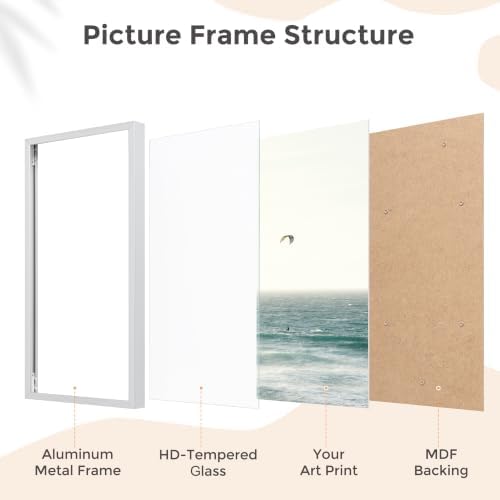 26x32 Metal Picture Frame, Aluminum Poster Frame with Real Glass, Silver - Image 4