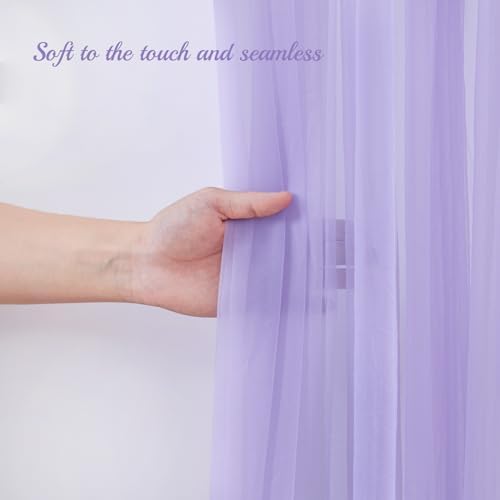 10×10ft Purple Tulle Backdrop Curtain with Lights String for Parties, Sheer Photo Curtain Backdrop Drapes for Wedding Party Photography Backgrounds - Image 4
