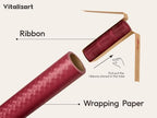 Vitalizart Red Metallic Grid Wrapping Paper Set 30" Organza Ribbon & Tags - Image 3