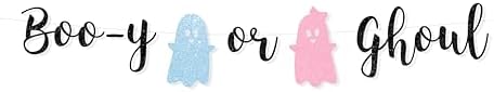Halloween Baby Shower Decorations - Boo-y or Ghoul Ghost Gender Reveal Banner, Boy or Girl Cake Topper, Cupcake Toppers, Halloween Gender Reveal Decorations - Image 4