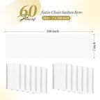YMHPRIDE 60 PCS White Satin Chair Sashes, 7x108 Inch Ties Chair Bows - Image 2