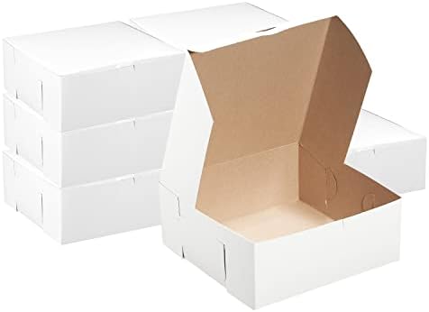 White Bakery Pastry Boxes - 6 x 6 x 4 Inches - White Kraft Paperboard for Home or Retail - Eco Friendly Paper Cardboard Recyclable for Pastries, Cookies, Cakes, Pies, Gift Box, Baby Shower (25) by EcoQuality