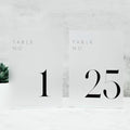 Frosted Wedding Table Numbers 1-25 with Stands by JINMURY