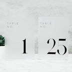 Frosted Wedding Table Numbers 1-25 with Stands by JINMURY