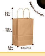 qiqee 100-Pcs Medium Size Paper Gift Bags with Handles Bulk 7.6"x4.75"x10.5" Brown Gift Bags Multiple Uses - Image 4