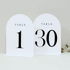 White Arch Table Numbers for Wedding, 30 Pack 5"x7" White Arch Acrylic Table Numbers 1-30 with stand, Perfect for Wedding Reception by JINMURY