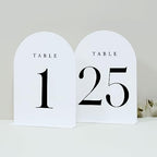 White Arch Table Numbers for Wedding, 25 Pack 5"x7" White Arch Acrylic Table Numbers 1-25 with stand, Perfect for Wedding Event Reception by JINMURY