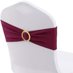 Pack of 100 Dark Burgundy Chair Sashes with Gold Buckles, Chair Bands Bows - Image 2