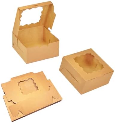 Bakepacker Cookie Boxes With Window, Brown, 6x6x3 inches, 100pcs - Image 2