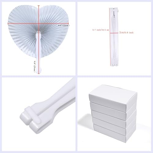20 Pieces Silver Heart Paper Fans - Image 2