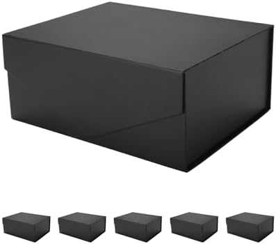 PACKHOME 6 Black Gift Boxes 9x6.5x3.8in with Magnetic Lids by PACKHOME