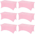 Fixwal 6 Pack 6FT Pink Tablecloth Rectangle Spandex Fitted Table Cover by Fixwal