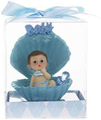 Keepsake Figurine 12 pcs Baby Boy in Blue Clam Shell with Pacifier| Awesome Decorations or Party Favors | for Pregnancy Announcements, Gender Reveals, Birthday and Special Celebrations by MEGA+FAVORS
