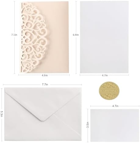 50PCS Pink Laser Cut Wedding Invitation with Envelopes and Rsvp Cards - Image 7