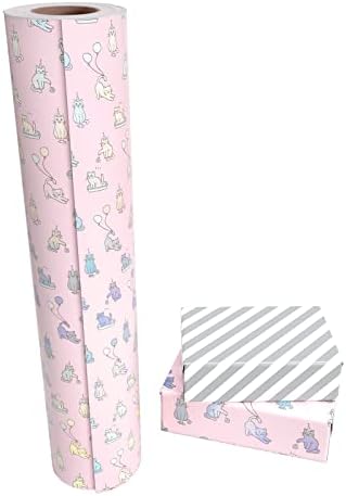 WRAPAHOLIC Reversible Wrapping Paper - 24 Inch X 100 Feet Jumbo Roll Cute Cats Design with Colorful Foil, Perfect for Birthday, Holiday, Baby Shower and More Occasions - Image 2