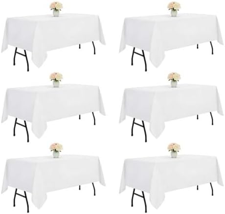 DRESSMAKER 6 Pack White Table Cloth Rectangle 70X120 Inch Fit 8FT Table by Dressmaker
