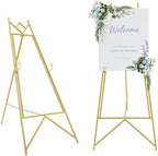 2pcs Wedding Welcome Sign Holder Portable Easel Display Stand for Poster Gold Metal Party Sign Stand Background Decor Tall Floor Easel Frame for Photo Reception Board Birthday Baby Bridal Shower Graduation (44.5''H) by Unknown