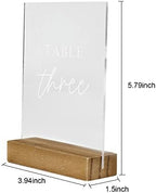 Hanna Roberts Modern Table Number Acrylic Signs with Wood Stand for Wedding Reception, Restaurant, Event Party, 3.9" x 1.5" x 5.8" (Set of 10, 1-10) - Image 2