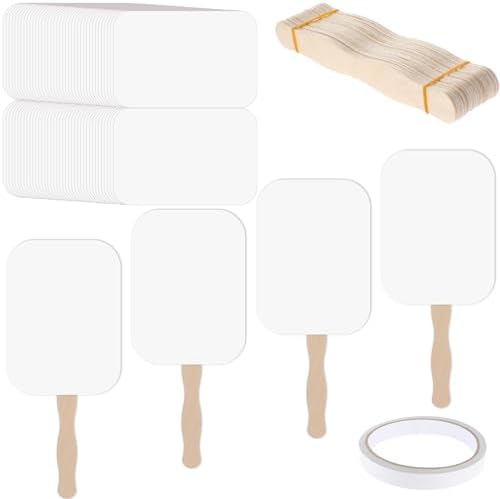 TaoBary 125 Pieces DIY Paper Church Fans Handle Wooden Sticks for Wedding by TaoBary