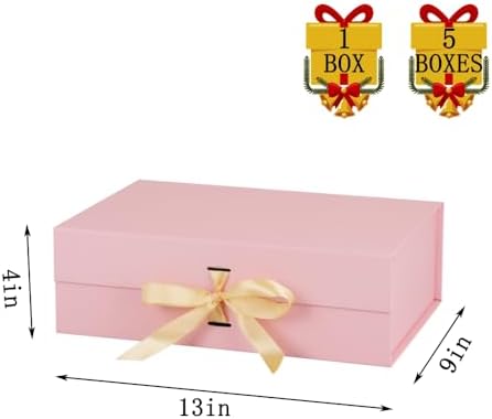 Large Gift Boxes with Lids 5 Pcs 13X9X4 In Pink Magnetic Gift Box Large - Image 3