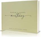 Personalized Guest Book - 11.5" x 8.5" Custom Bride & Groom Names with Bookmark and Hard Cover 140 GSM Blank Pages, for Weddings Guest Book, Engagements, Birthdays, Special Events, Sage by ModernAlbumDesigns