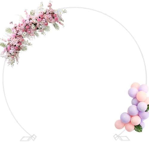 Fomcet Round Backdrop Stand White 9.2ft Circle Arch Metal Wedding Arch by Fomcet