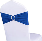 Spandex Royal Blue Chair Sashes Bows 50 Pack Wedding Chair Bands Buckles - Image 2