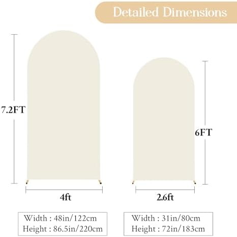 Beige Arch Backdrop Cover Set of 2 Wedding Arch Covers Stretchy Backdrop Decorations Baby Shower Bridal Shower Photo Birthday Party Beige Arch Cover 7.2 and 6ft Spandex - Image 5