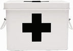 Lassos Boutique Retro Enameled First Aid Box for Medicine Storage and Home Decor with Lid and Removable Tray (White/Black) - Image 2