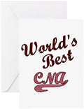 CafePress Worlds Best CNA Pink Greeting Card (20-pack), Note Card with Blank Inside, Birthday Card Matte by CafePress